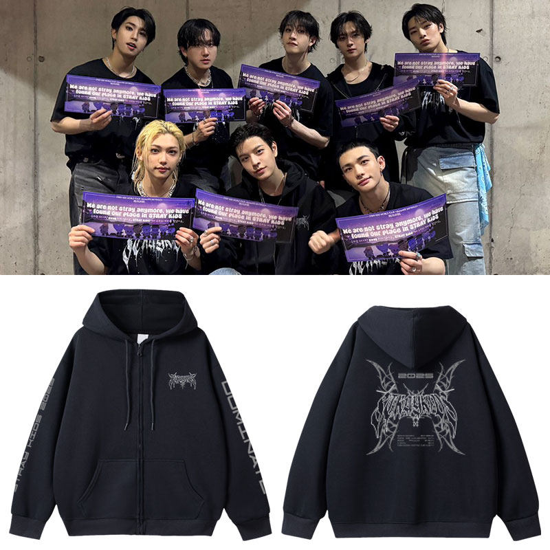 StrayKids2025演唱会dominATE北美日本场周边同款卫衣服拉链开衫