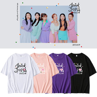 Apink十周年单曲ThankYou周边印花同款短袖T恤宽松打歌衣服男女装
