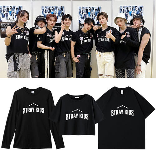 StrayKids2023日巡演唱会5STAR周边同款短袖T体恤印花上衣打底衫