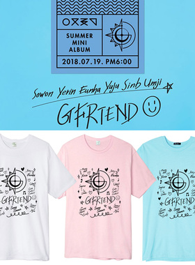 Gfriend夏日周边同款短袖T恤宽松纯棉落肩印花男女上衣服打底衫夏