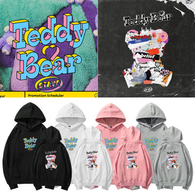 STAYC专TeddyBear周边同款卫衣服加绒薄款套头连帽衫春打歌服