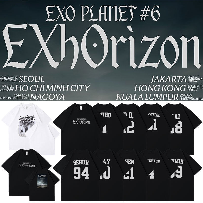 EXO2026世巡演唱会PLANET6 EXhOrizon周边同款短袖T体恤印花衣服