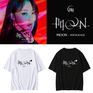 MAMAMOO组合文星伊专同款短袖T恤落肩宽松印花男女打歌服