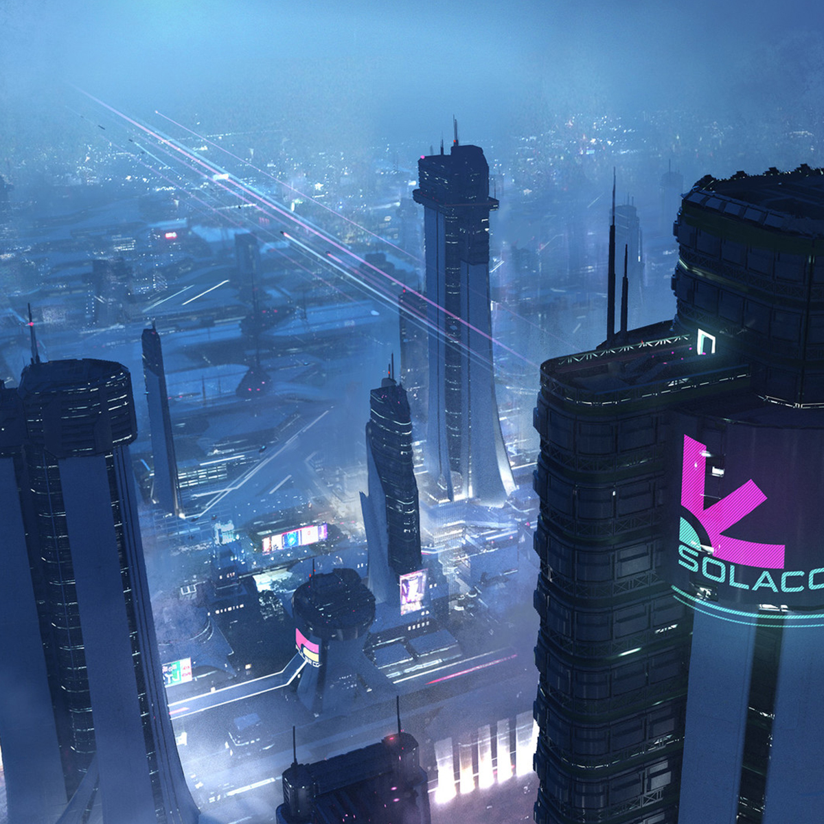 科幻城市场景参考图外景室外赛博朋克未来都市聚居地超现代素材