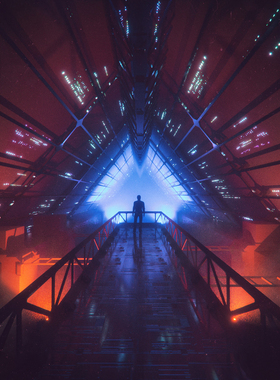 科幻室内参考素材（内景赛博朋克设计图CG原画气氛氛围概念图）