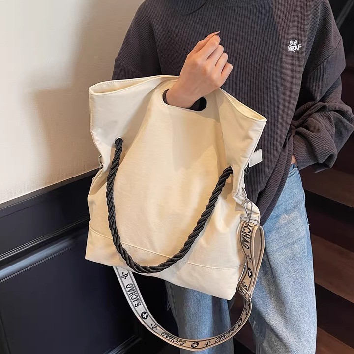 江衡同款韩版慵懒风软皮大容量通勤单肩包洋气斜跨托特包电脑包