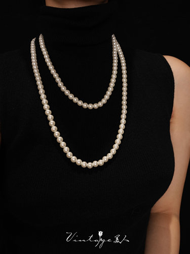 「经典」法式施家珍珠毛衣链