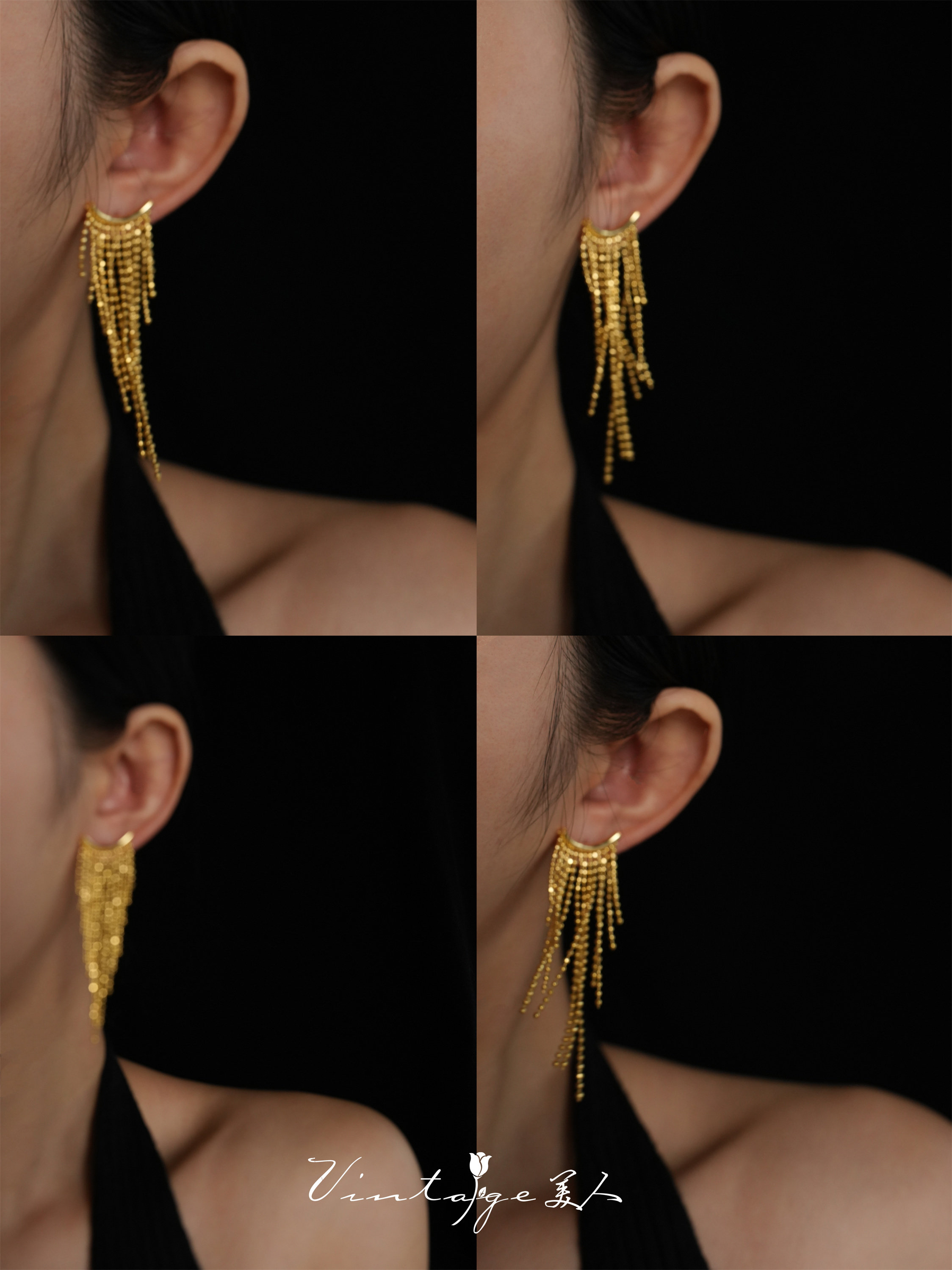 「奥地利晚宴」璀璨流苏复古法式高级感晚宴优雅轻奢长款耳环耳夹