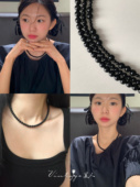 法式 「黑珍珠」经典 ins博主fever同款 高级感小众黑玛瑙项链锁骨链