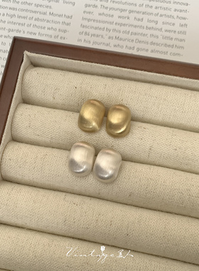 「France chic」法式极简百搭高级感拉丝磨砂哑光金属耳钉/耳夹女