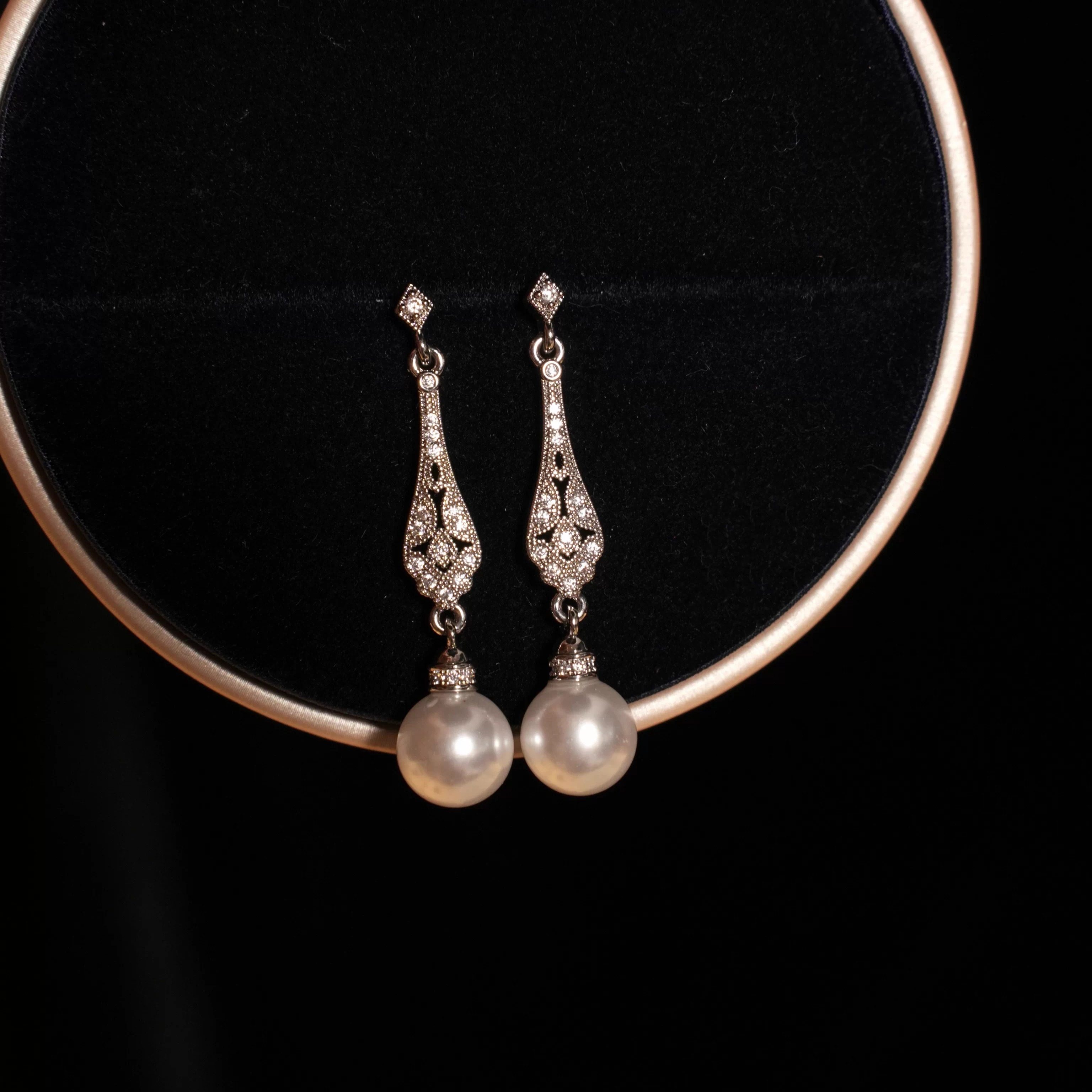 「唐顿公主」法式复古高级感小众轻奢优雅蕾丝镂空珍珠耳环/耳夹,饰品/流行首饰/时尚饰品新,耳环,淘宝优惠券,粉丝福利购,淘宝优惠卷