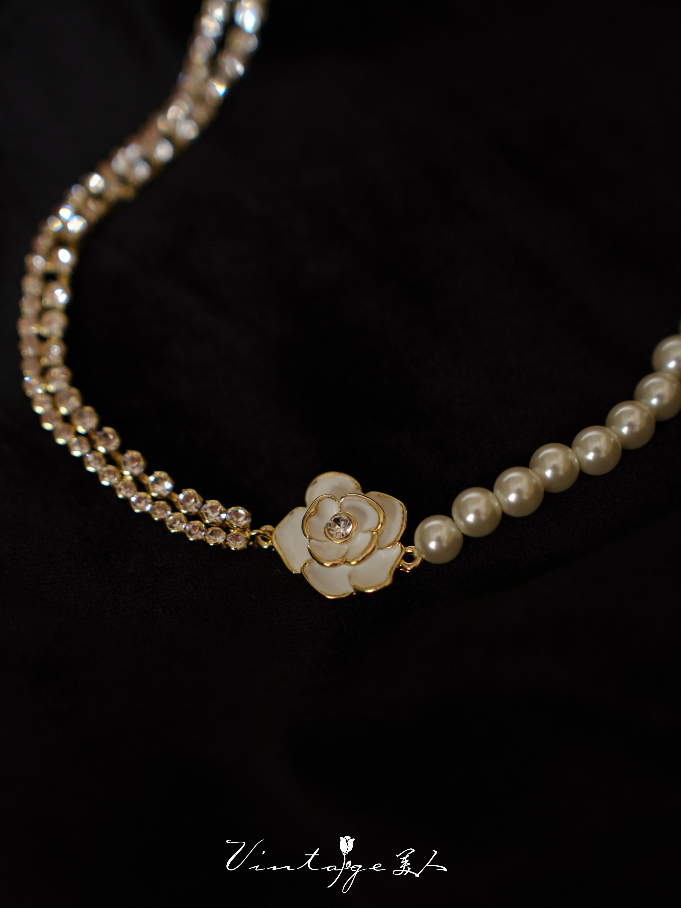 《山茶花舞会》法式山茶花项链