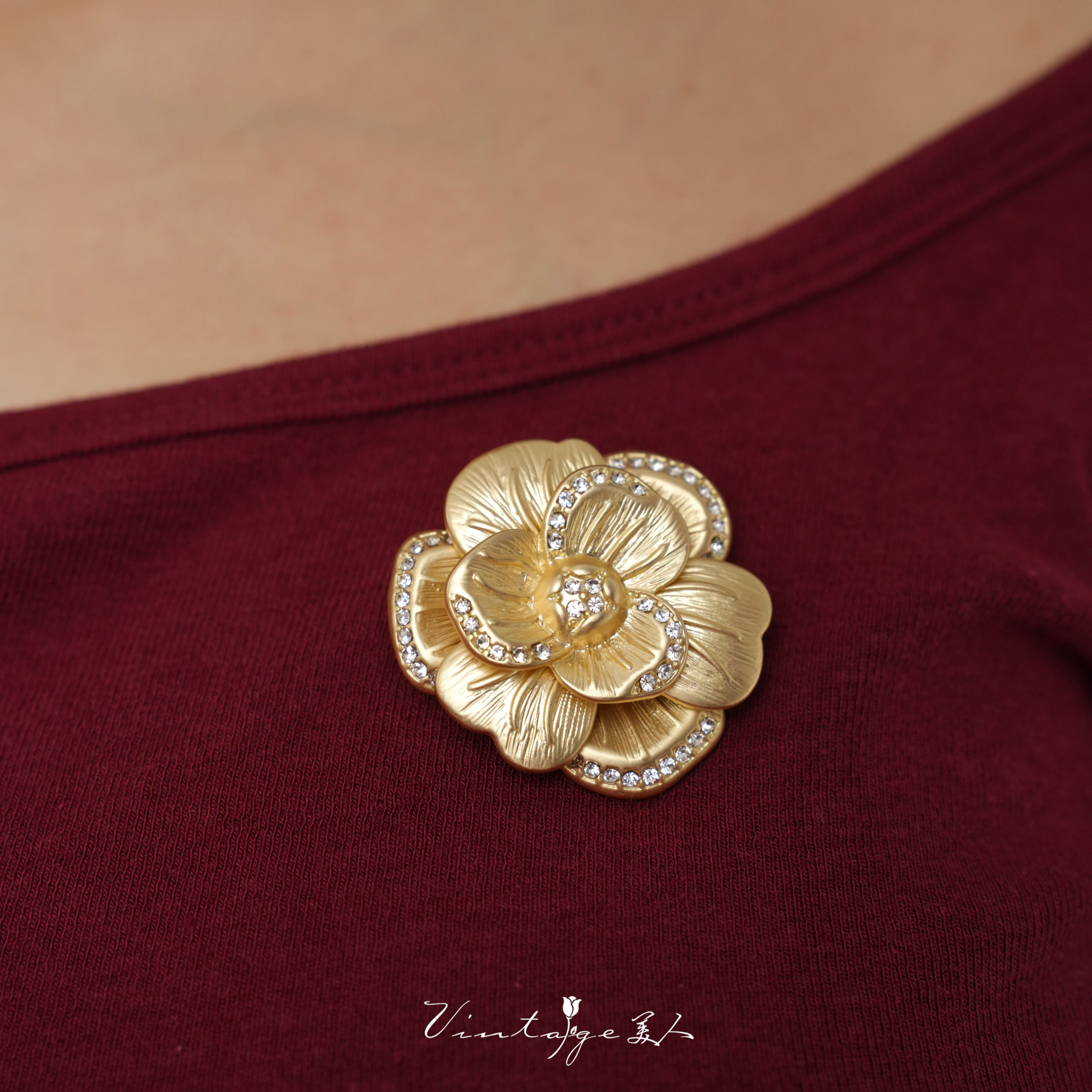 「鎏光山茶」vintage法式复古高级感小众百搭秋冬高贵山茶花胸针,饰品/流行首饰/时尚饰品新,胸针,淘宝优惠券,粉丝福利购,淘宝优惠卷