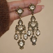 「威廉古堡」vintage宫廷复古夸张小众做旧华丽宴会流苏耳环 耳夹