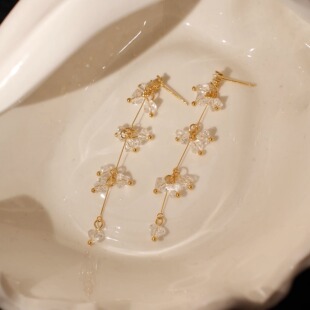 「精灵舞曲」法式 女 闪耀高级感精致复古小众宴会流苏水晶耳环新款