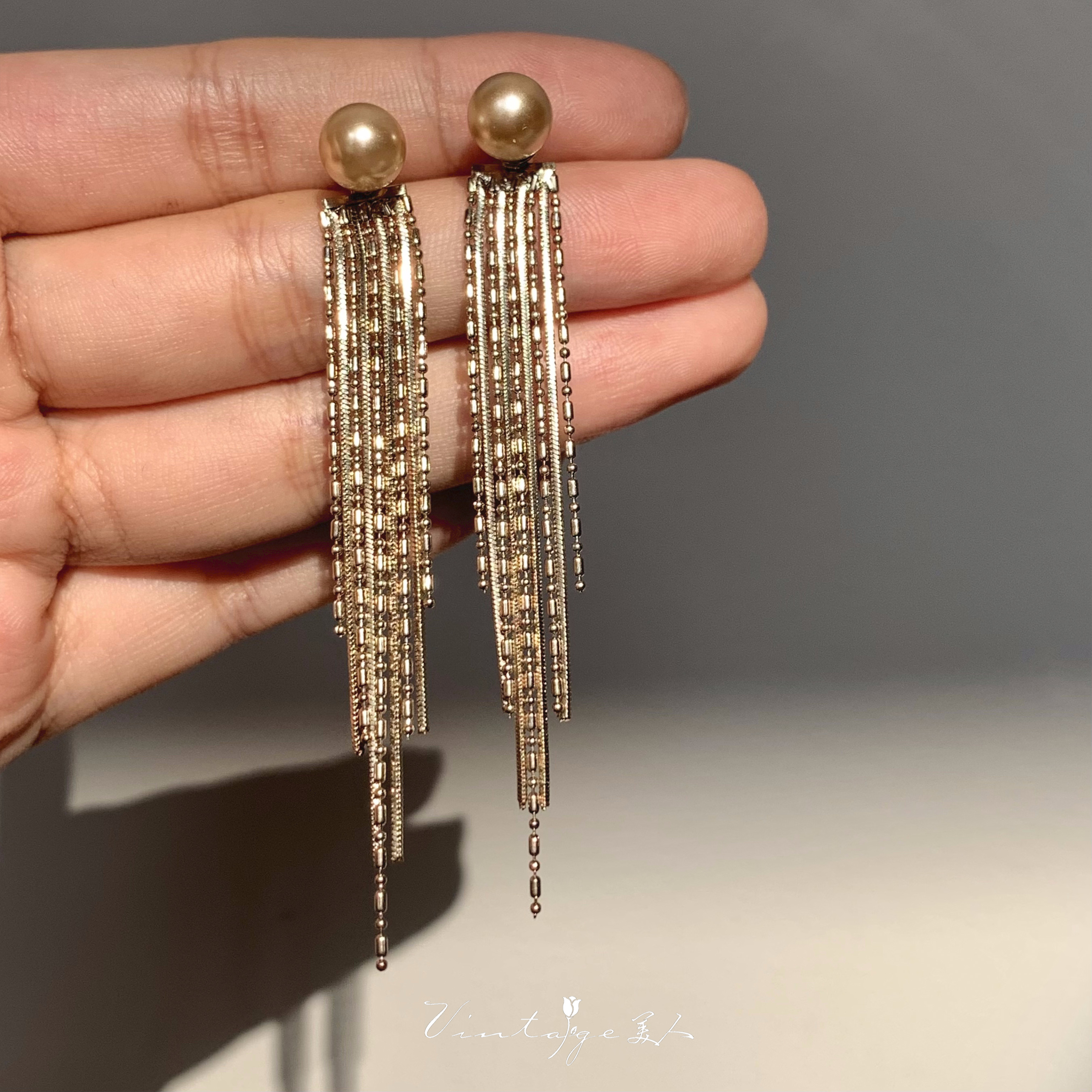 尤金妮舞会·流苏棕色珍珠耳环