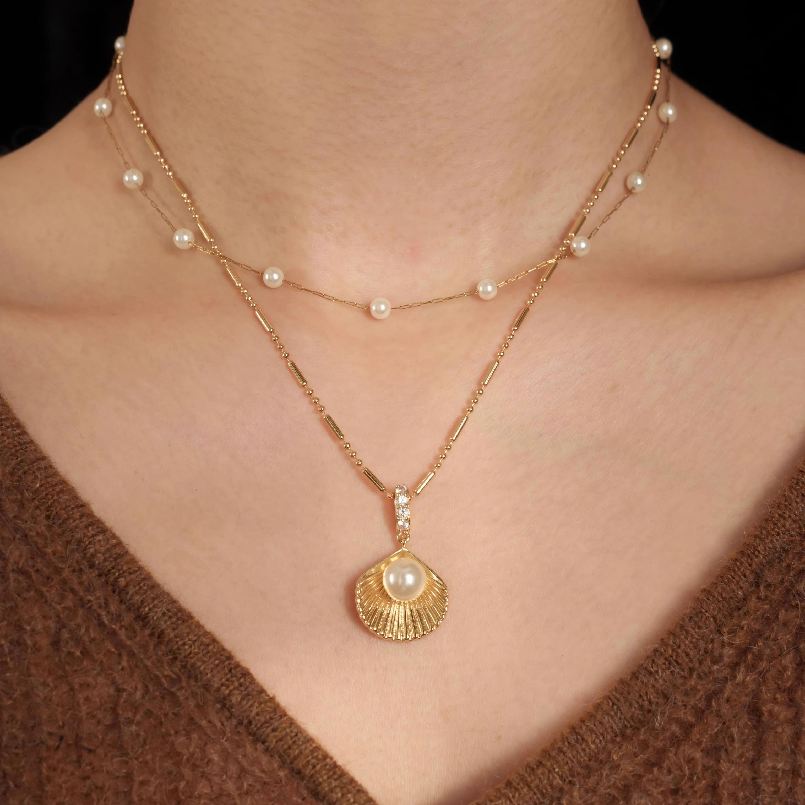 维纳斯诞生vintage珍珠贝壳项链