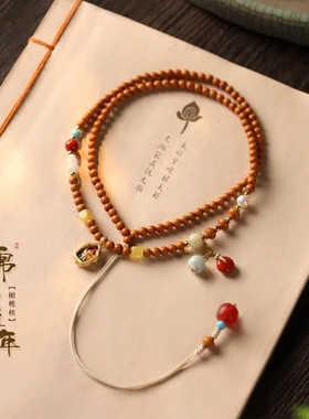 新中式橄榄核复古可调节手编项链国风温婉气质款文玩项链配饰