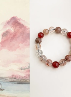 国风手作天然石红发晶文艺手串国潮甜美串珠古风手链高级感手饰女