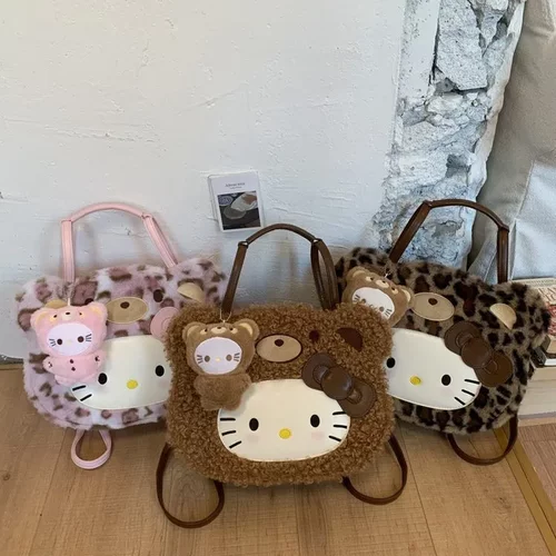 2025可爱毛茸茸斜跨手提包女性拉链双肩女包