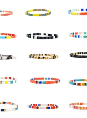 简约波西米亚风欧美跨境Tila提拉米珠彩虹串珠情侣手链