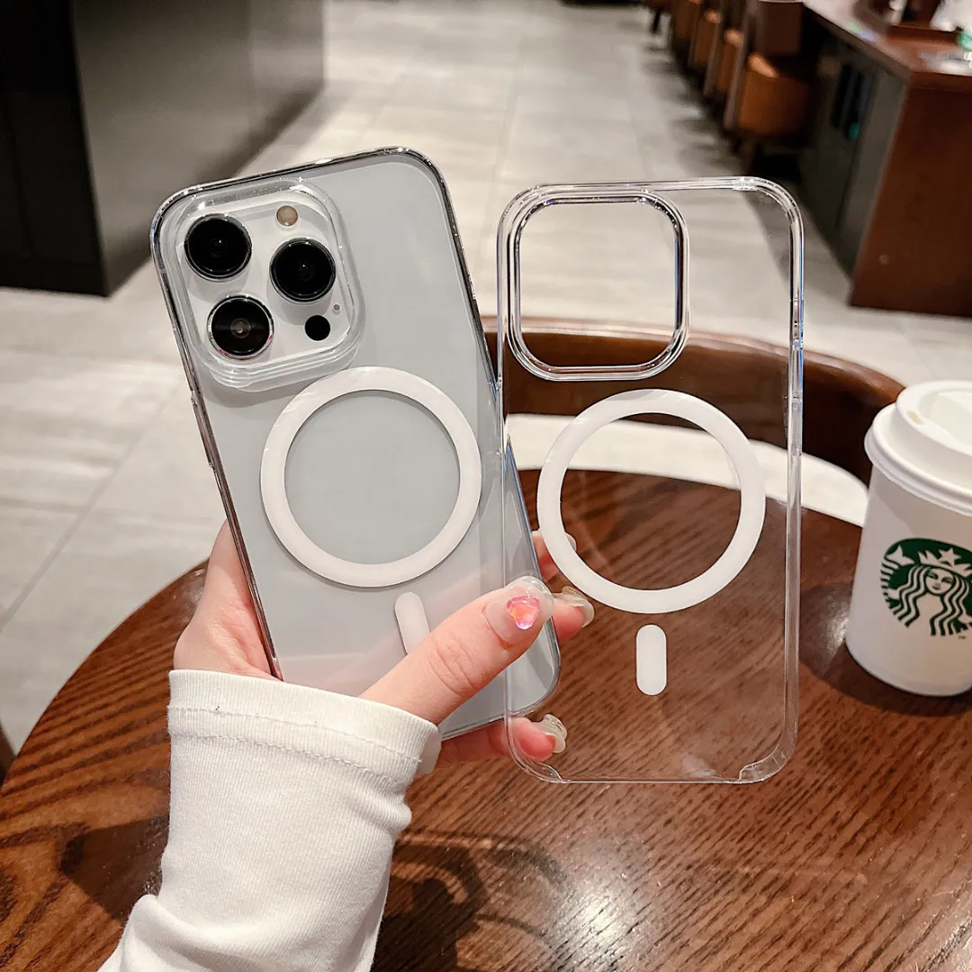 适用苹果14promax手机透明iphone14防摔magsaf磁吸动画简约保护壳