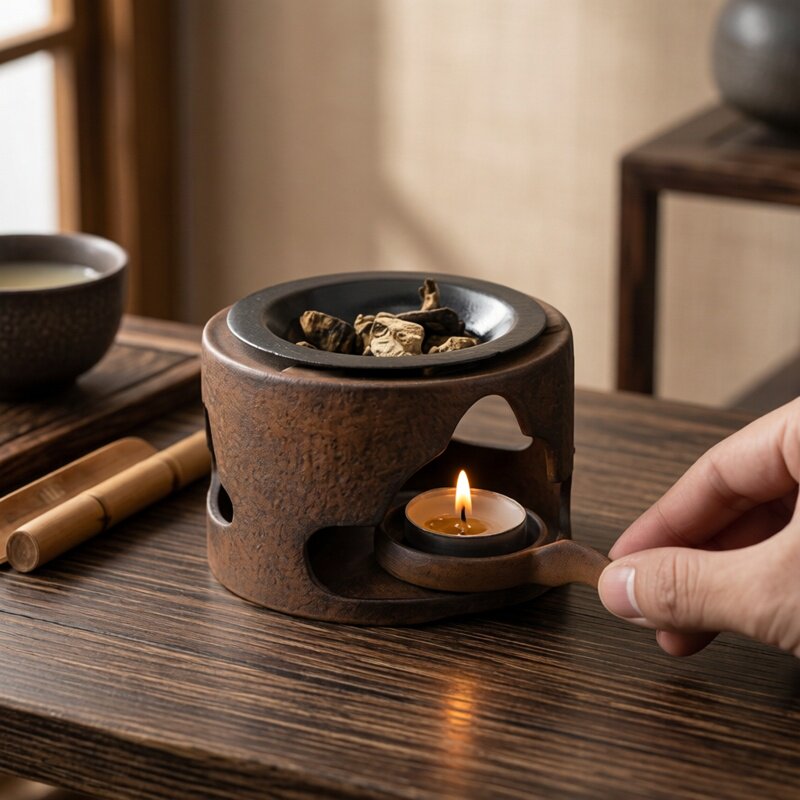 室内蜡烛加热烘焙炉茶叶提香器复古香薰炉高级植物精油香粉扩香炉