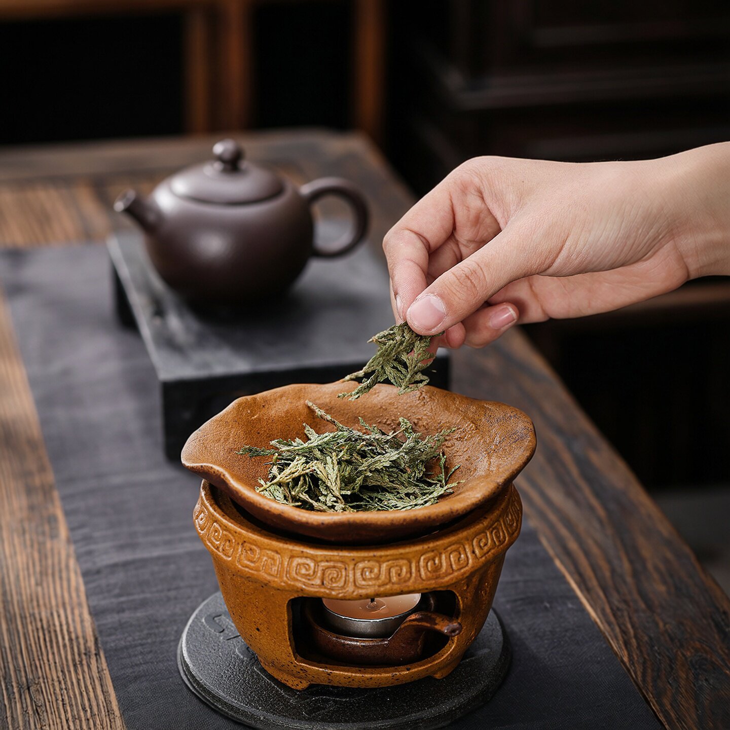 粗陶老盐泥可干烧香薰炉烤茶