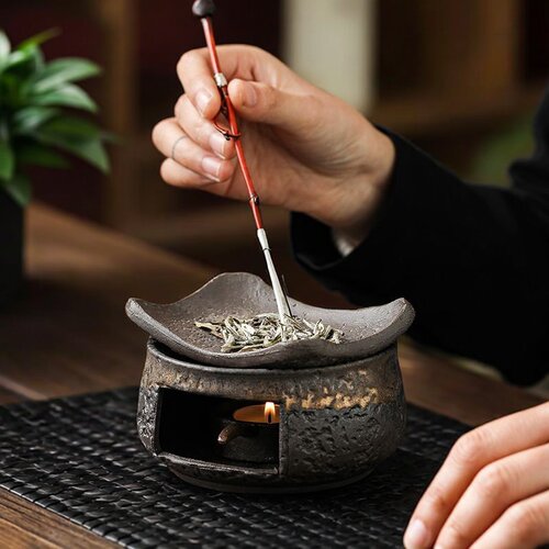 日式温茶炉雪松隔火茶道熏香炉