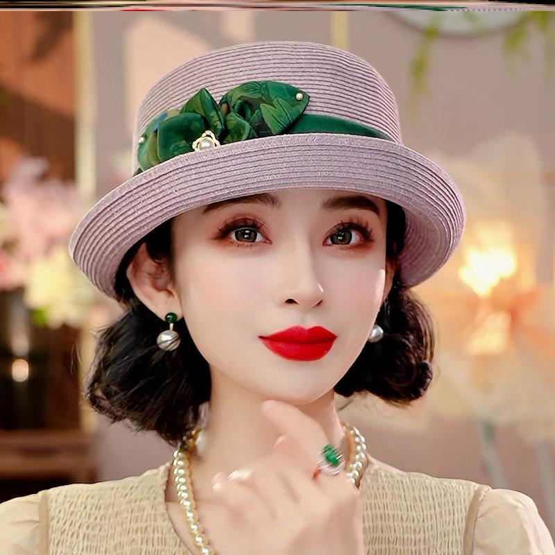 布塔夏季女士时尚冰丝草帽太阳帽夏天户外防紫外线气质度假遮阳帽