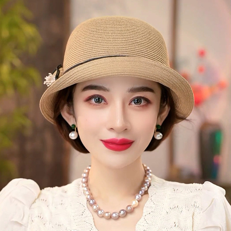 布塔春夏草帽户外防晒礼帽优雅遮阳帽海边太阳帽百搭赫本帽子凉帽