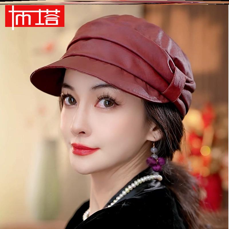 布塔四季帽子香云纱鸭舌帽女透气薄款简约优雅真丝桑蚕丝休闲纯色