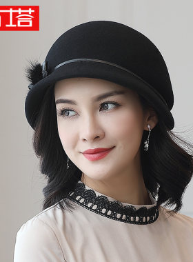 布塔帽子女秋冬贝雷帽女英伦复古名媛毛呢礼帽蓓蕾帽圆顶羊毛女帽