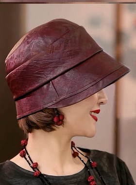 布塔桑蚕丝香云纱赫本帽女士四季高级感显脸小帽子盆帽秋冬PT0789