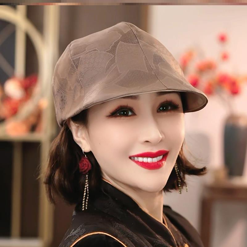 布塔香云纱花罗前进帽桑蚕丝遮阳帽防晒帽透气帽百搭女时尚鸭舌帽