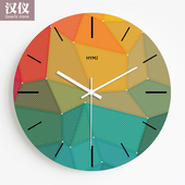 绚丽几何现代简约钟表客厅挂钟创意北欧静音个性 卧室装 饰时钟