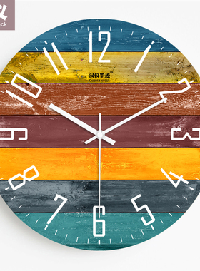彩色潮流现代简约钟表客厅挂钟创意北欧静音个性卧室装饰时钟挂表