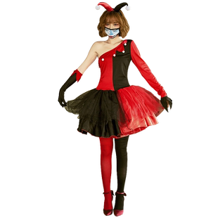 万圣节成人服装COS服红黑小丑电影英雄角色红白拼接蓬蓬裙表演服