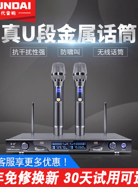 HYUNDAI/现代 H300无线话筒U段调频演出一拖二专业KTV麦克风