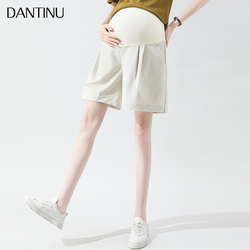 孕妇短裤夏季潮妈宽松外穿热裤时尚托腹五分西装阔腿裤薄款夏款女