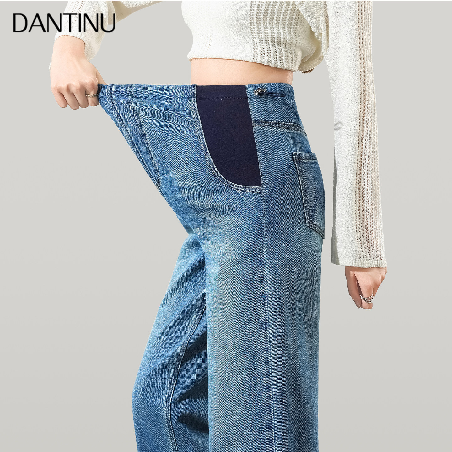 孕妇裤2026新款阔腿牛仔裤女宽松大码显瘦九分裤小个子休闲直筒裤