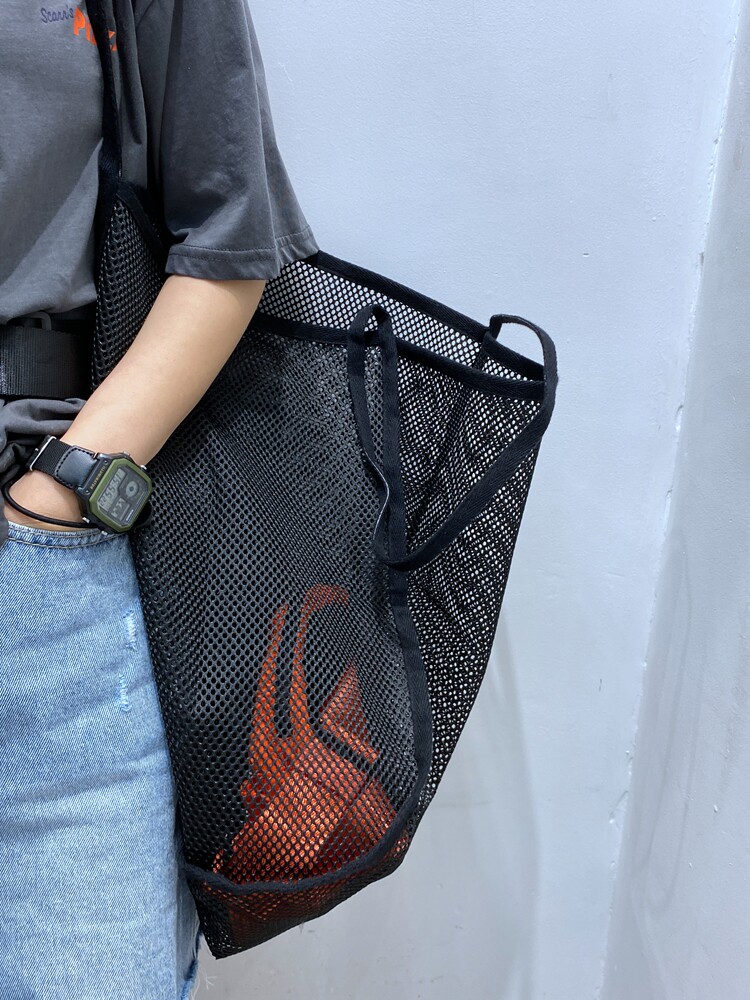 2025夏季新款网红爆I款特别黑色网包单肩挎包购物袋