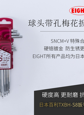 日本进口EIGHT百利梅花扳手套装TXBH-S8加长型带孔螺丝刀工具万能