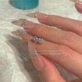 Violet 招财暴富mini小花 玫粉色锆石小花朵闪亮亮养耳洞耳钉组合