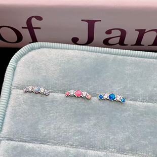 F136植入级钛合金耳钉耳骨钉澳宝连排钻0.9牙口平底防过敏养耳洞