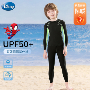 迪士尼儿童泳衣2025新款 分体防晒速干温泉保暖中大童 男童长袖