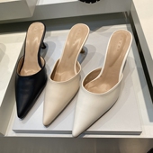 简约女神包头半拖鞋 尖头细高跟复古个性 潮 新款 小池在首尔2025春季