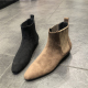 韩国东大门秋季 尖头平底英伦风马丁靴绒面弹力套筒女切尔西靴 新款