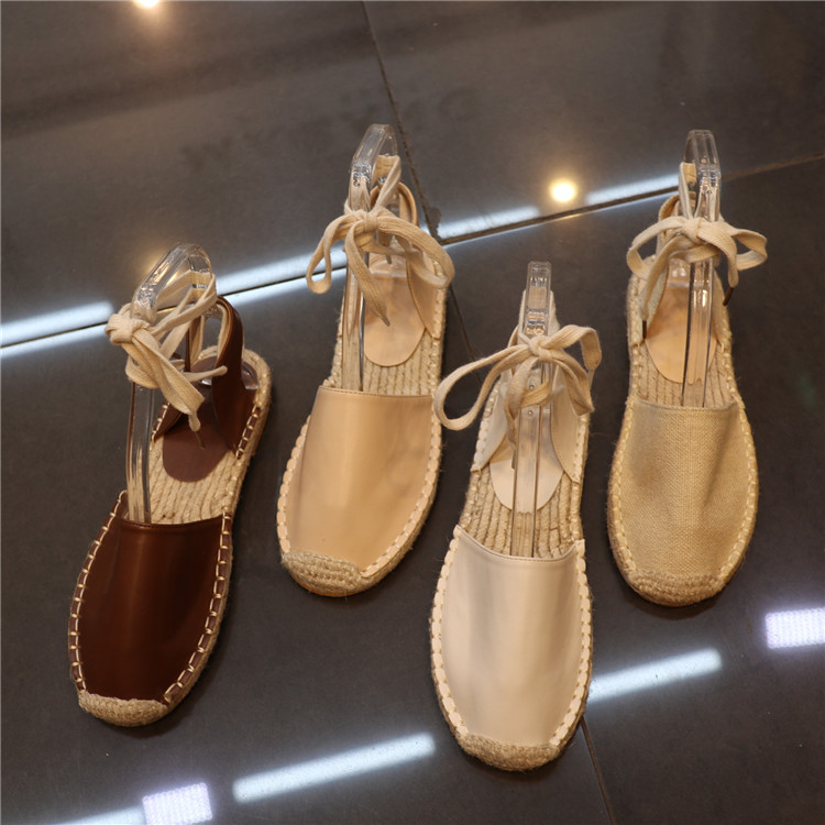 韩国东大门2023夏季新款包头平底舒适个性简约绑带透气休闲凉鞋女