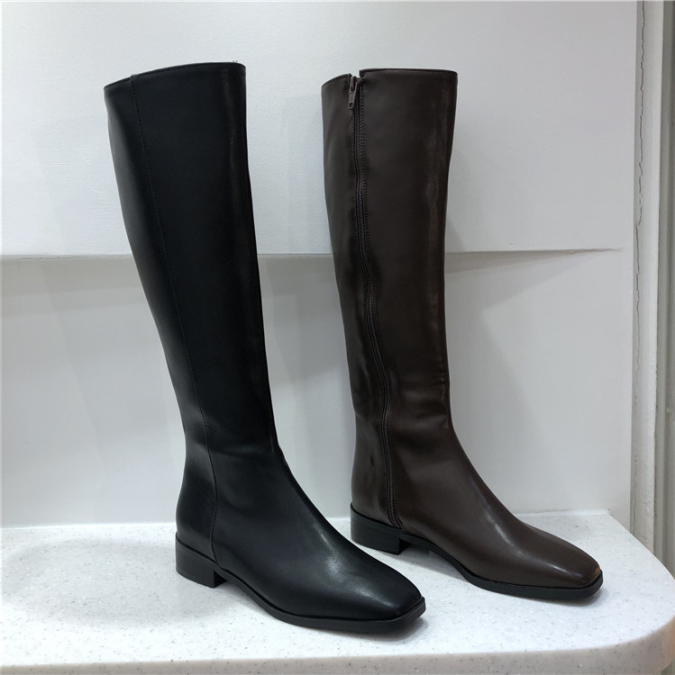 韩国东大门女鞋25秋冬新款韩版侧拉链简约方头休闲长筒靴子单靴女,女鞋,时装靴,淘宝优惠券,粉丝福利购,淘宝优惠卷